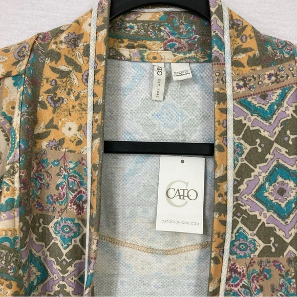 New Cato Multi Color Open Front Boho Soft Stretch Knit Cardigan size 22/24W - Picture 3 of 10